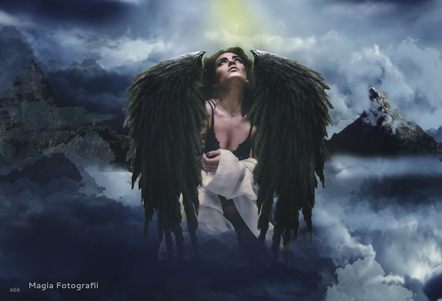 kobieta anioł chmury