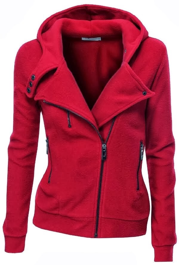  Fleece Zip Up Hoodie High Neck Jacket