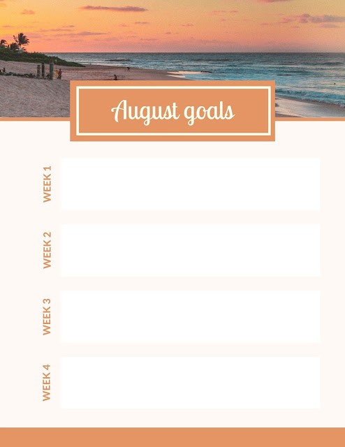 August goals checklist - free printable