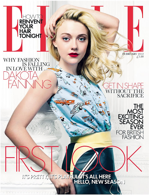 Dakota Fanning in Prada Spring Summer 2012 is on the cover of Elle UK 