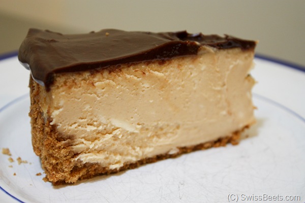 peanut butter cheesecake with chocolate ganache