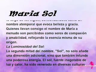 ▷ Significado del nombre Maria Sol