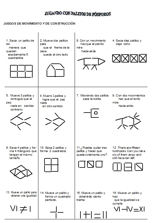 LABORATORIO DE MATEMÁTICA: Juegos con palitos de fósforos