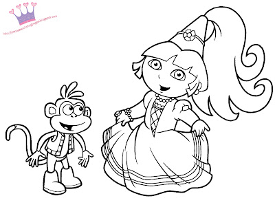 Dora Explorer on Dora The Explorer As A Princess She Is Ready To Print And Color