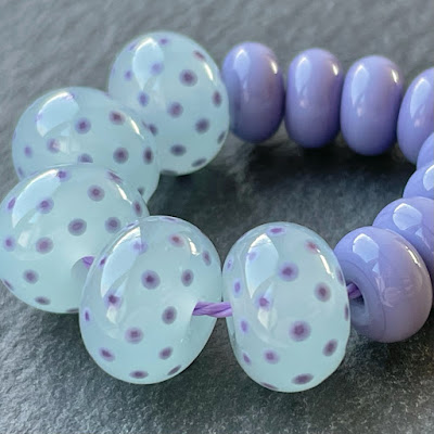 Handmade lampwork glass beads in Creation is Messy Avalon Milky