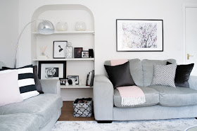 monochrome styling in this beautiful living room