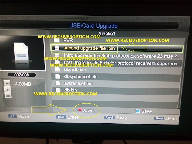 HOW TO CONVERT PROTOCOL 8MB HD RECEIVER TO 4MB BY USB THRU