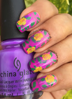 UberChic 1-02 Stamping on Pink & Purple Gradient Nails