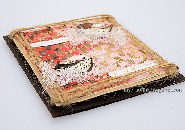 Layers of ink - Woven Paper Card with birds pink tutorial by Anna-Karin Evaldsson.