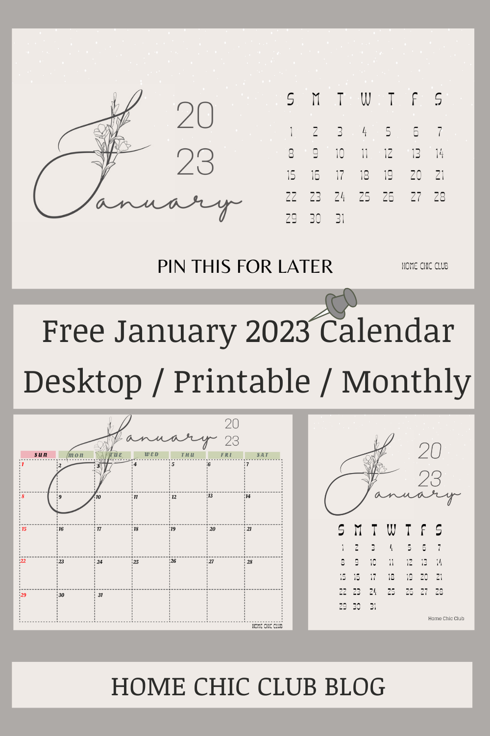 Free January 2023 Calendars