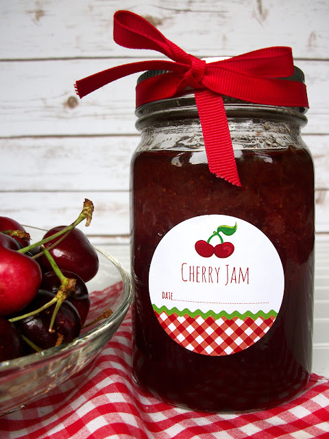 Gingham Cherry Canning Jar Labels