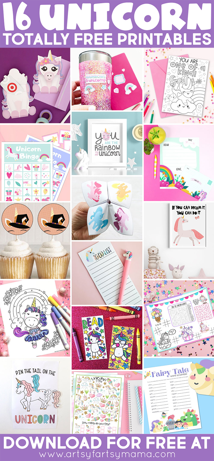 free printable unicorn coloring bookmarks artsy fartsy mama