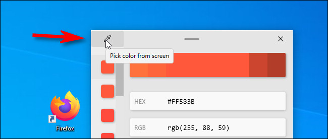 في Color Picker ، انقر فوق زر Eyedropper لاختيار لون آخر.