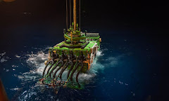 An oil rig is a large industrial facility used to extract oil and gas from the ocean floor. This platform is located in the Pacific Ocean, where the water is deep and there are large reserves of oil and gas.
