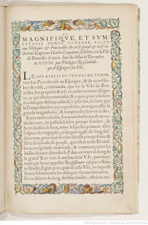 Primeira folha de texto de La magnifique et sumptueuse pompe funèbre... (exemplar na BnF).