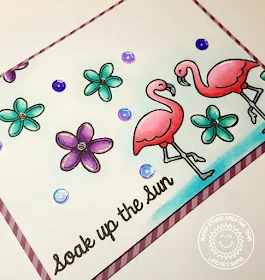 Sunny Studio Stamps: Tropical Paradise Soak Up The Sun Flamingo Card by Lindsey Bailey.