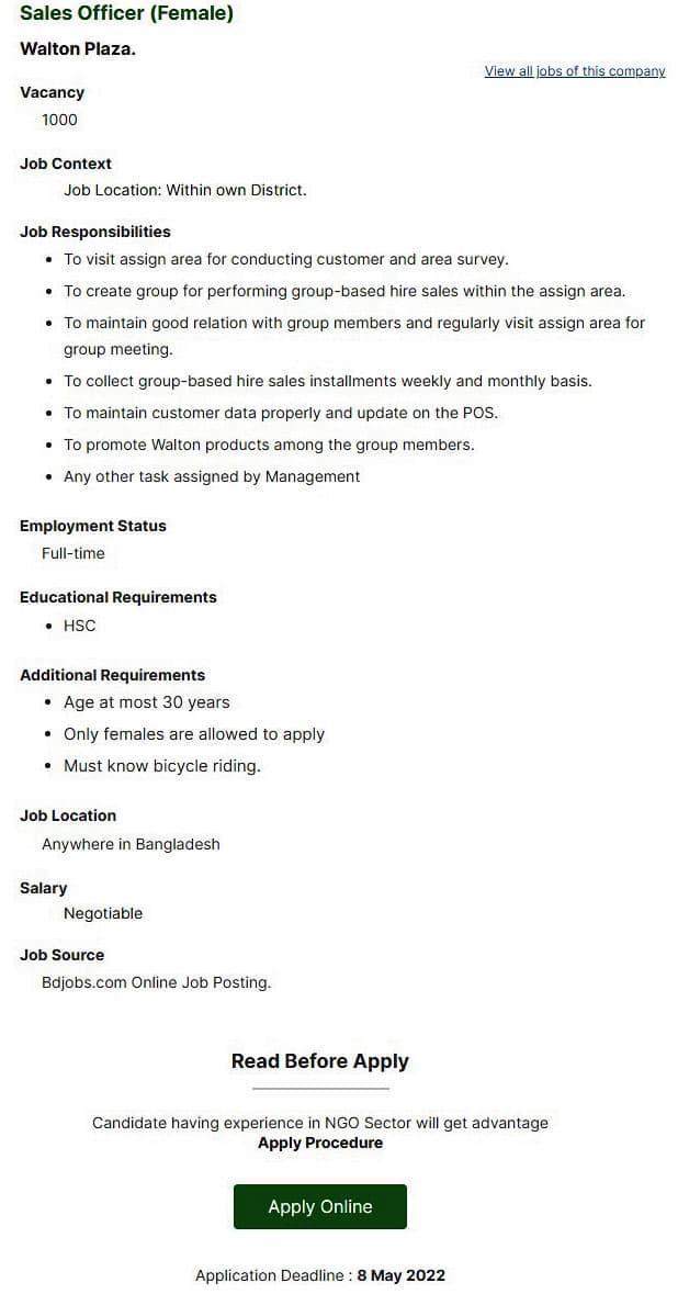 Walton Group Job Circular 2022-www.waltonbd.com