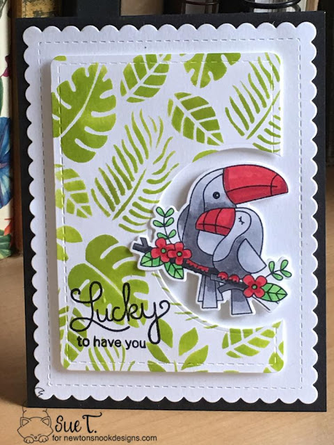 Lucky to have you by Sue features Tropical Leaves, Newton's Pot of Gold, Toucan Party, and Frames & Flags by Newton's Nook Designs; #newtonsnook