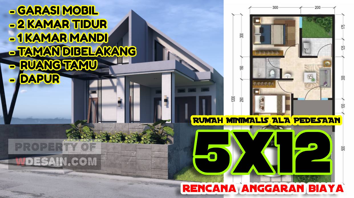 Model Rumah Minimalis 5x12 Komplit Dengan Anggaran Biaya Desain