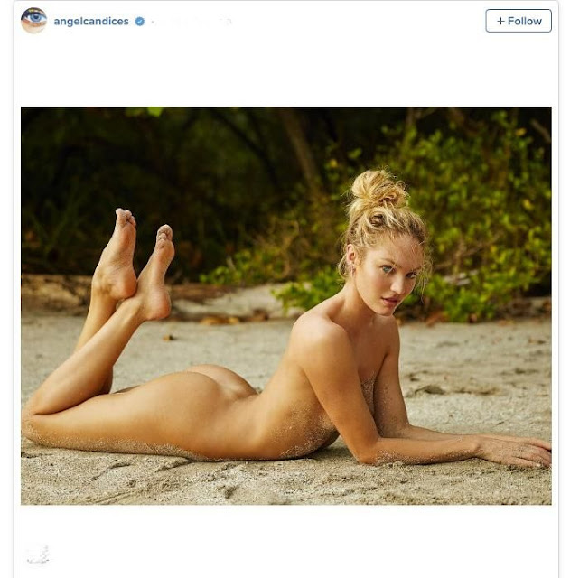 Candice Swanepoel raised eyebrows after she posted this photo of herself on the beach.