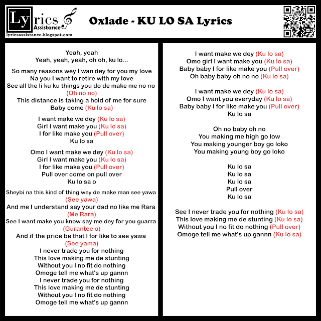Oxlade - KU LO SA Lyrics | lyricsassistance.blogspot.com