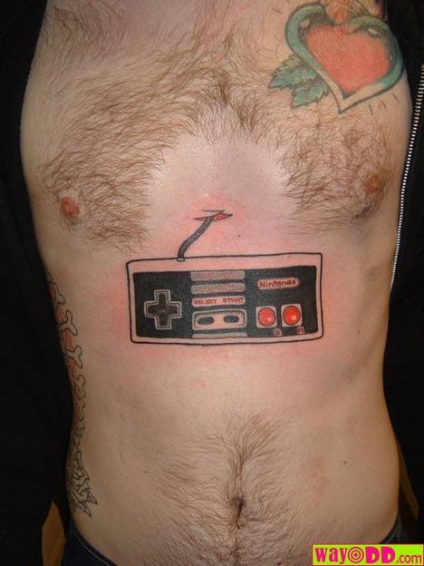 worst tattoo ever. Nintendo Tattoo on the Chest
