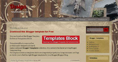 Design Floral Brown Blogger Template