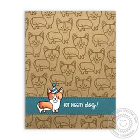 Sunny Studio Stamps: Party Pups Corgi Hot Diggity Dog Card by Mendi Yoshikawa
