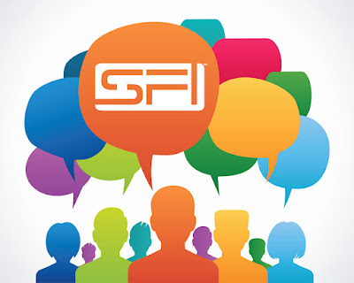 SFI affiliate marketing symbols on balloons.