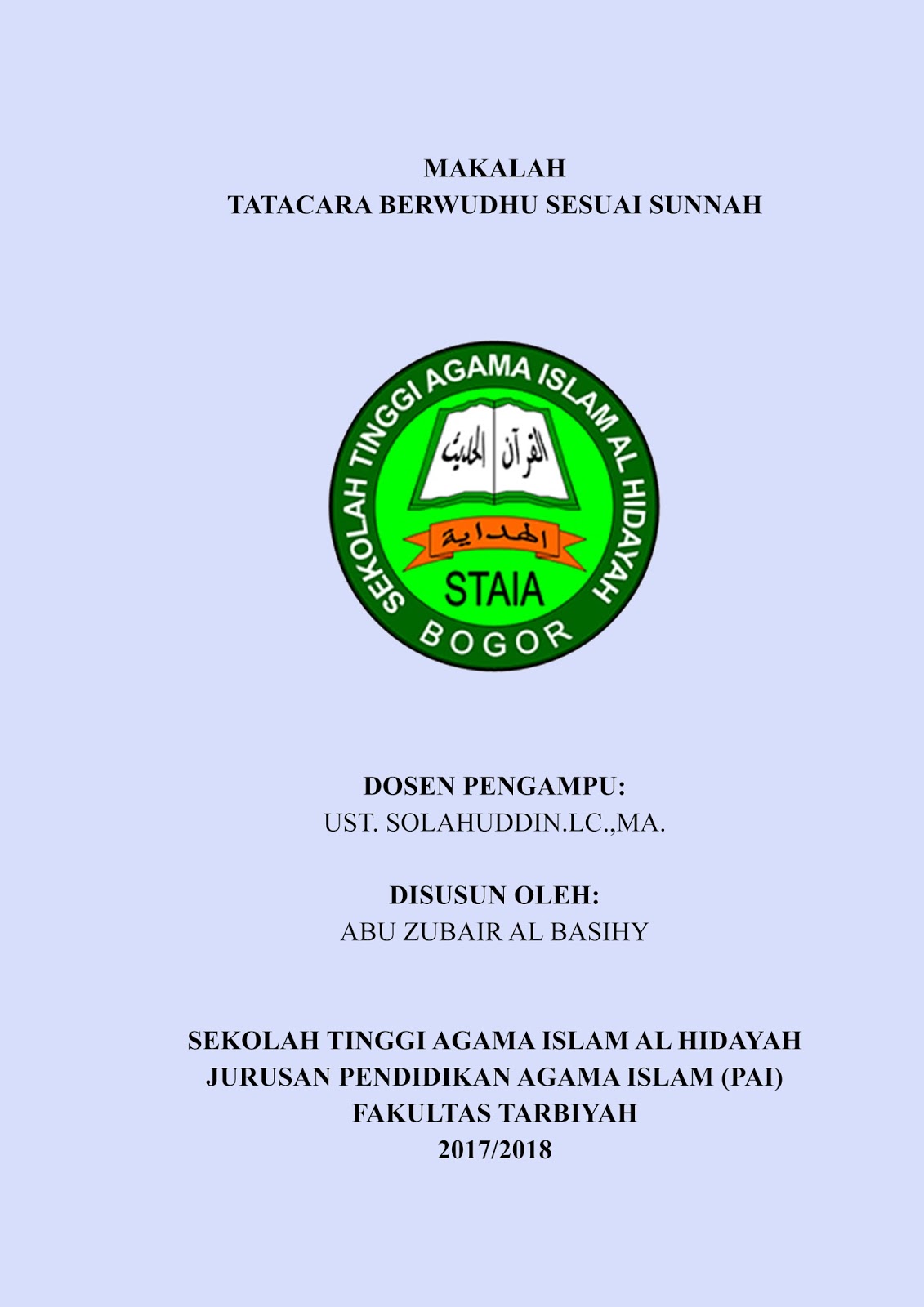 Cara Membuat Cover Makalah Sampul Depan Qolam Ilmu