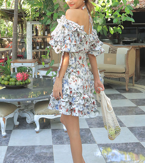 Tiered Frill Floral Print Skirt