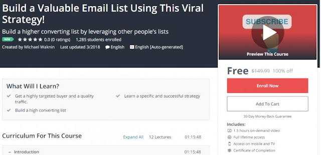 [100% Off] Build a Valuable Email List Using This Viral Strategy!| Worth 149,99$