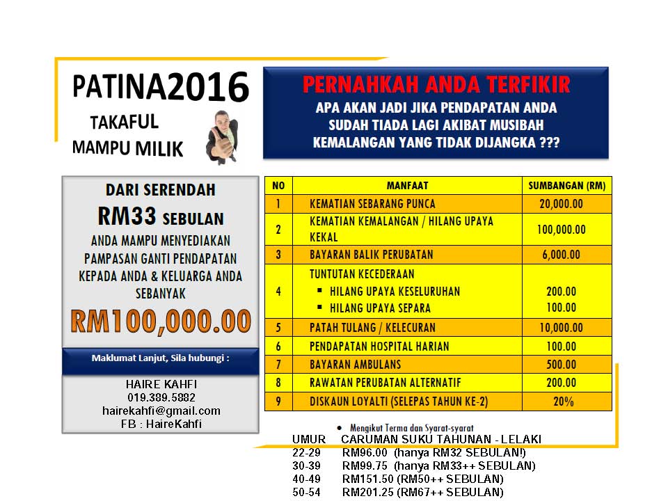 PATINA2016 - RM33 + GST SEBULAN - COVER RM 100,000 - MAA 
