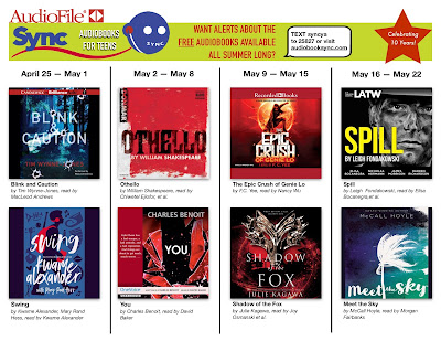 AudioSync brochure listing the pairs of books available for download. The books are listed in the main post.