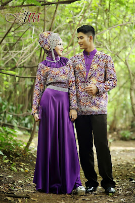 100043-Baju Muslim Batik Couple Untuk Ke Pesta Terbaru 2015