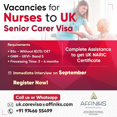 Urgently Required Nurses to UK as a Senior Carer