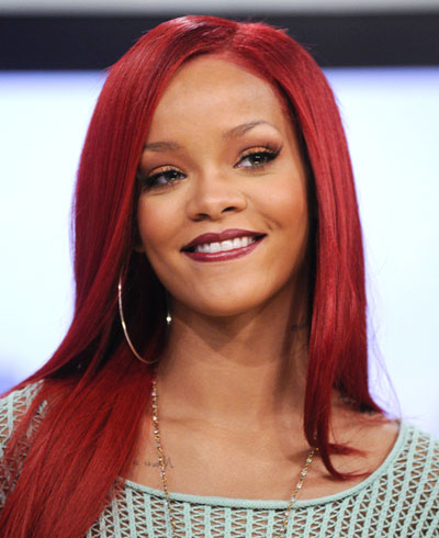 rihanna 2011 red hair. rihanna long hair