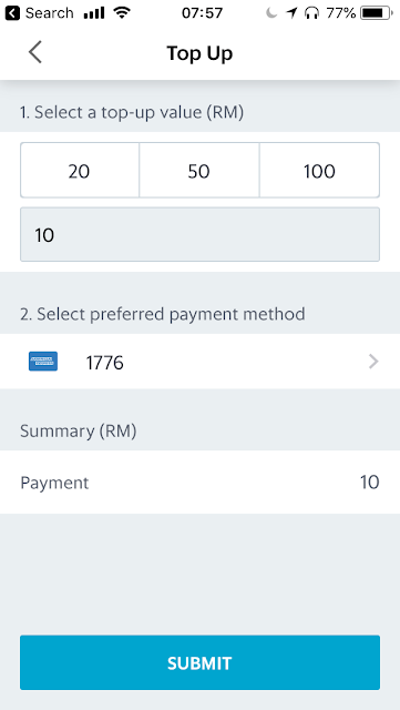 GrabPay top-up via credit card