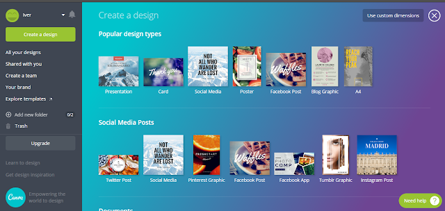 Canva-creating a design.