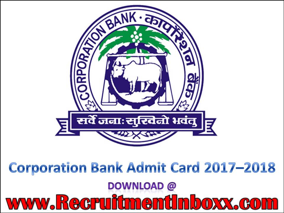 Corporation Bank Admit Card