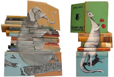 Stacked Book Portraits by Mike Stilkey