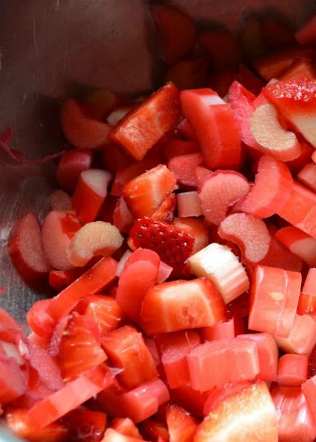 Sliced Strawberries and Rhubarb