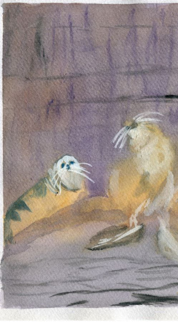 texture in water colour seal scan