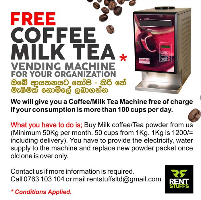 FREE Coffee, Milk Tea Vending Machine Free for your Organization
