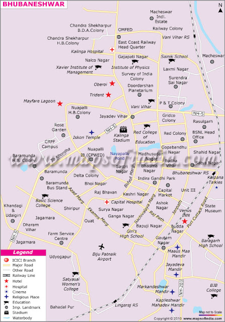 Bhubaneswar map of odisha