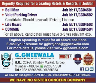 Urgently Required for Leading Hotels 