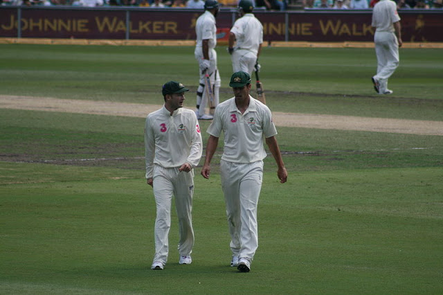 Michael Clarke and Mitchell Johnson