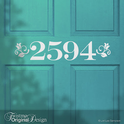 Floral Style Custom House Number Door Decal