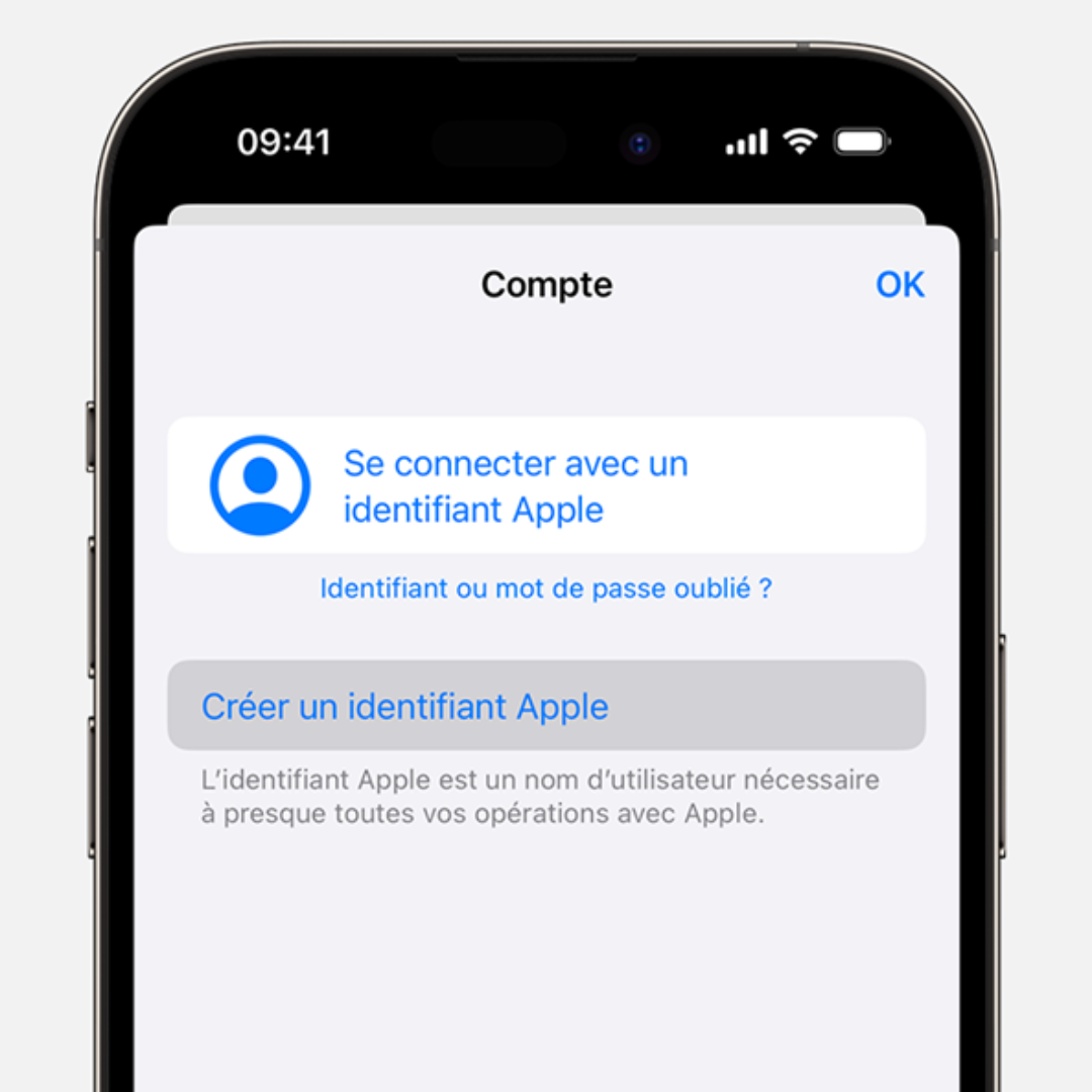 écran création apple id