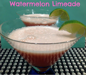 watermelon limeade in martini glasses